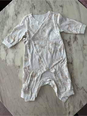 White and Tan Baby One-Piece Romper